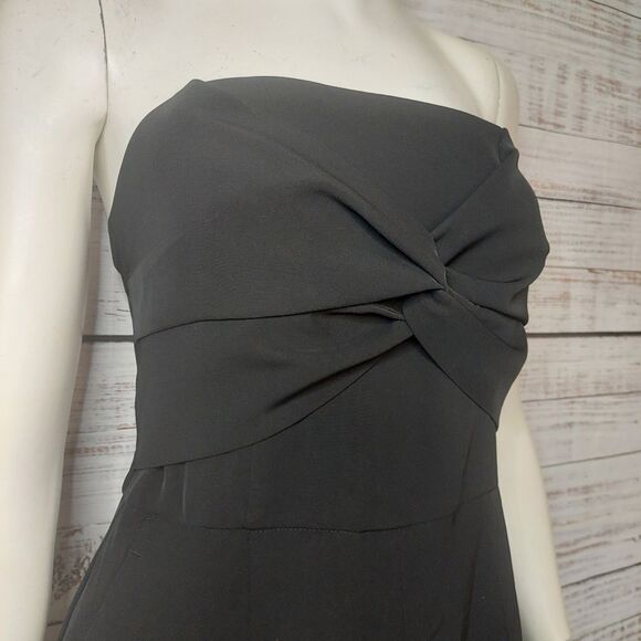 Womans Black Knot Front Romper Strapless Jet Black - Picture 4 of 14